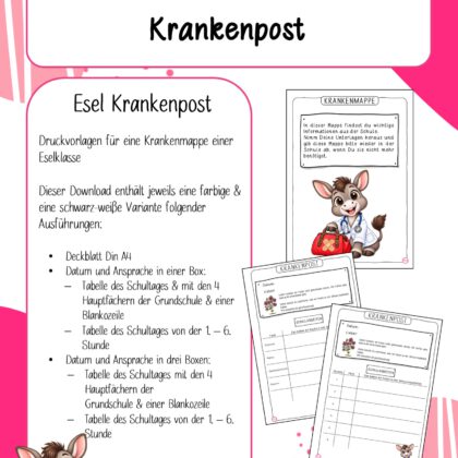 Krankenmappe für eine Eselklasse
