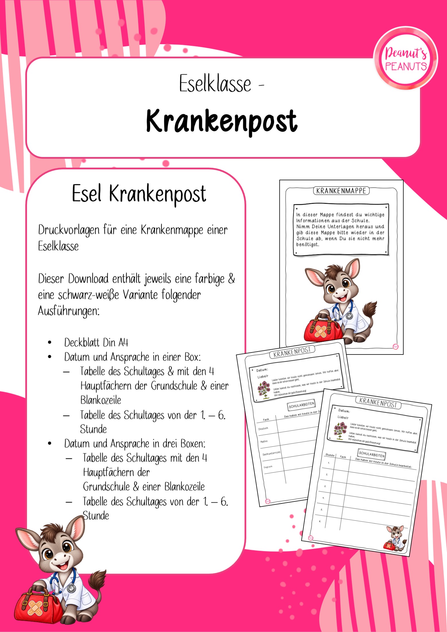 Krankenmappe für eine Eselklasse