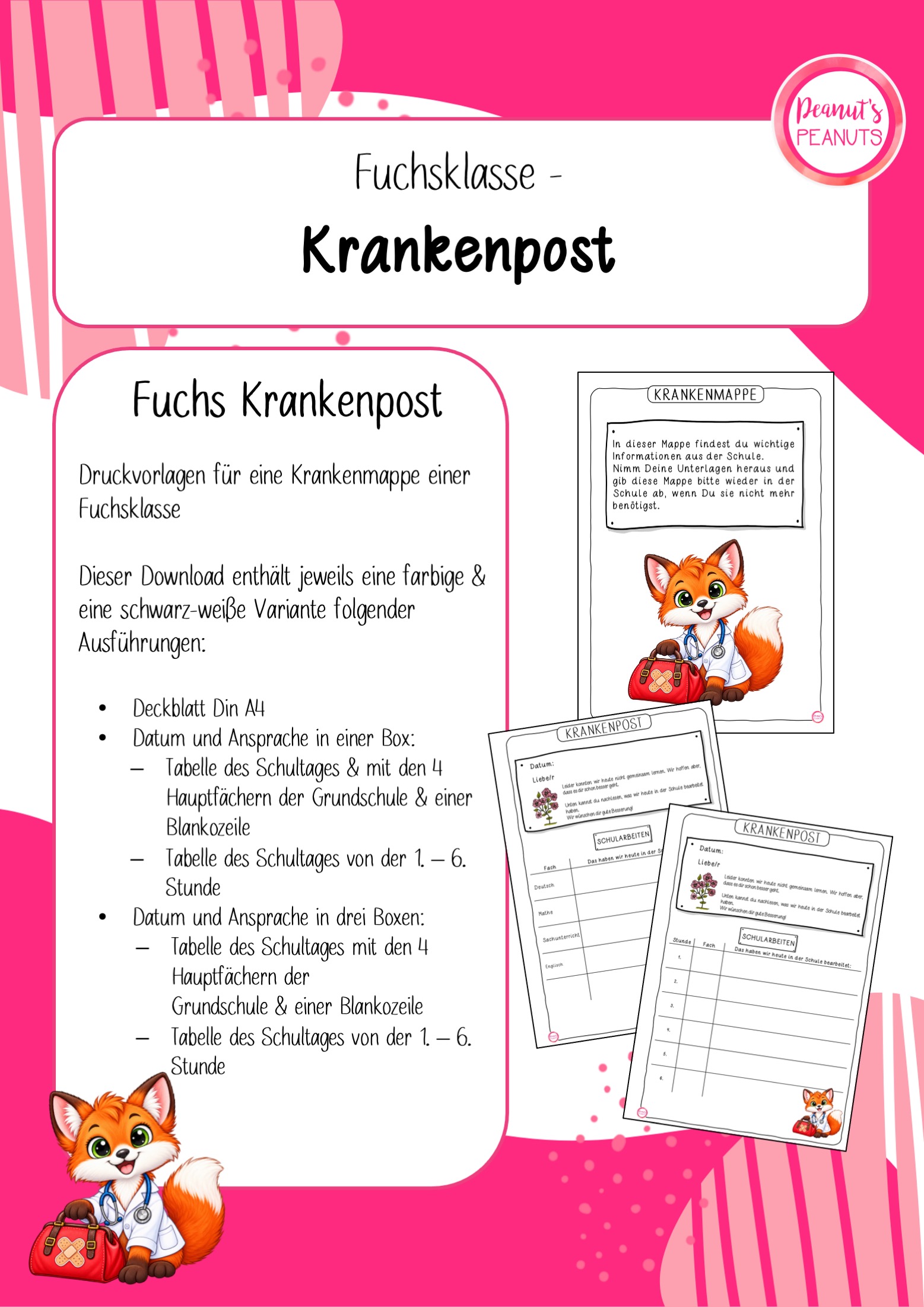 Krankenmappe für eine Fuchsklasse
