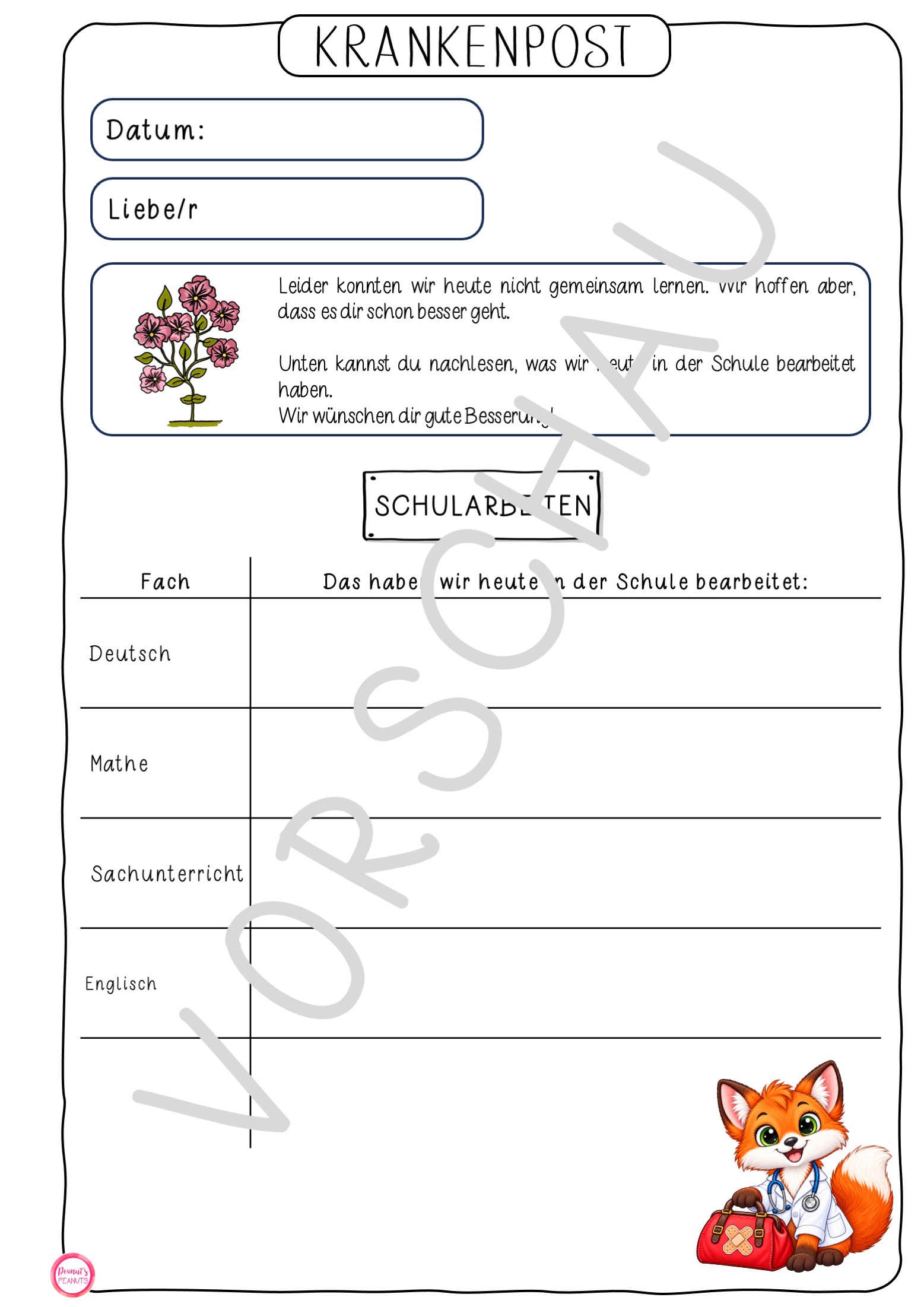 Krankenmappe für eine Fuchsklasse – Bild 5